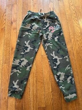 Polo Ralph Lauren Boys Camo Fleece Jogger Sweatpants Logo Graphic  Size M  10/12